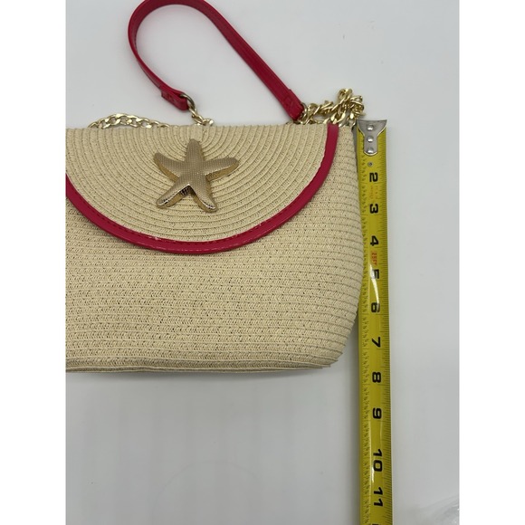 Woven Straw Crossbody Bag Purse Coastal Beachy Boho Starfish - Picture 7 of 8